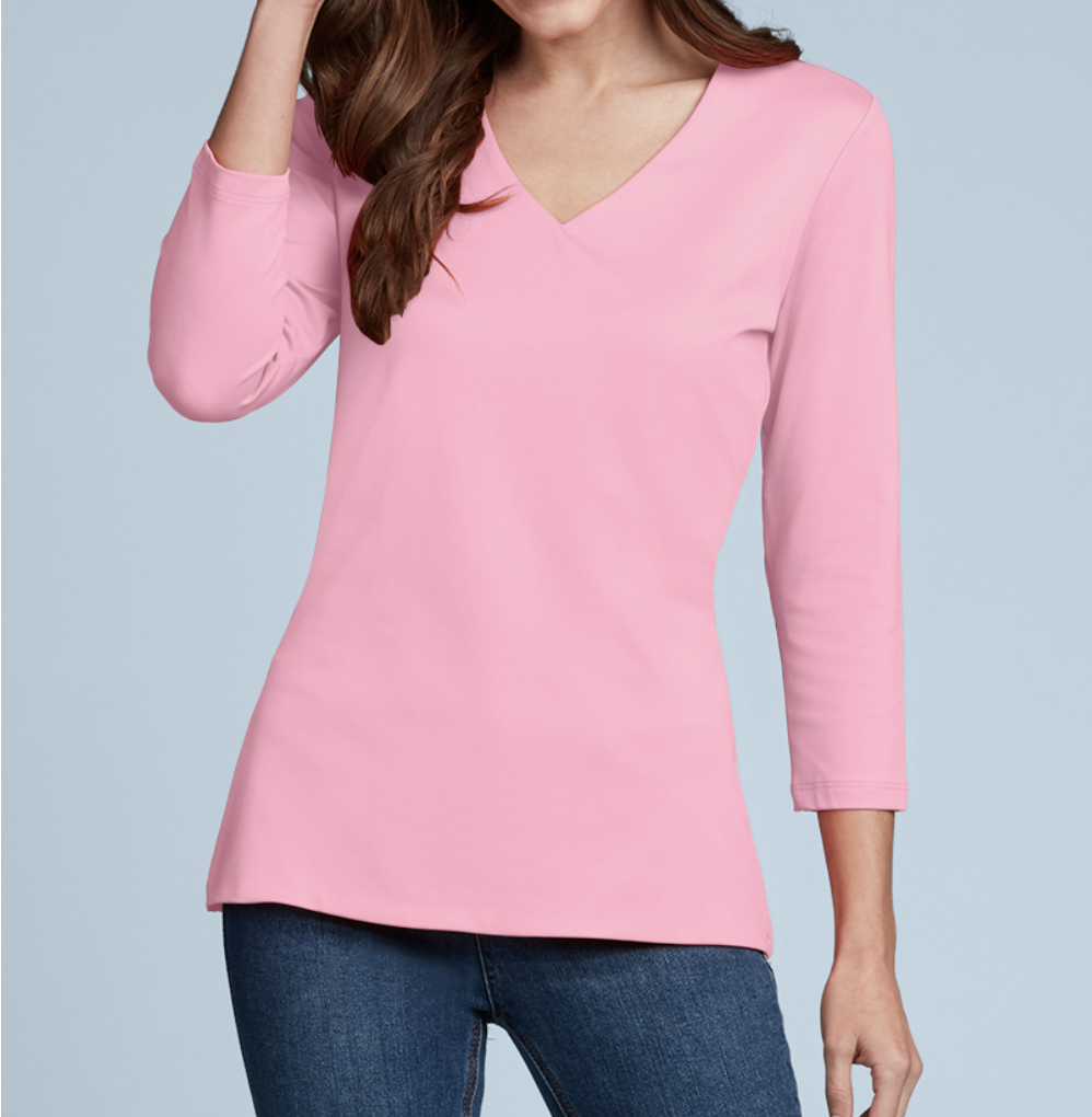 JudyP V Neck 3/4 Sleeve Relaxed Fit - Cotton Candy
