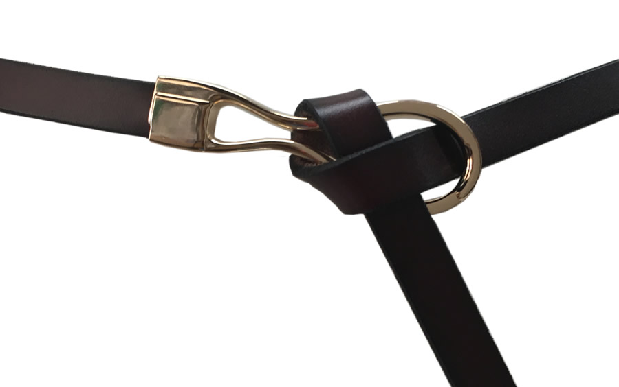 MIKAROSE Thin Belt With Loop - Dark Brown