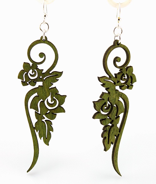 Green Tree Jewelry Long Flower Earrings