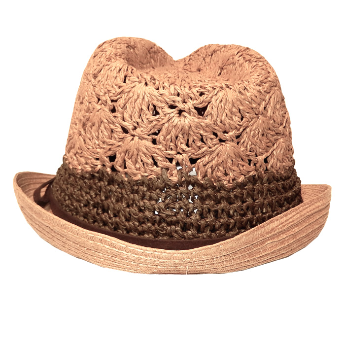 Scala Crochet Toyo Fedora Hat -Tea - Click Image to Close