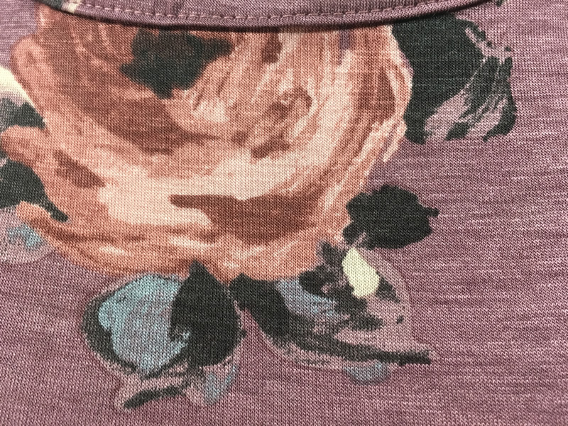 MIKAROSE Elbow Sleeve Floral Top - Lilac