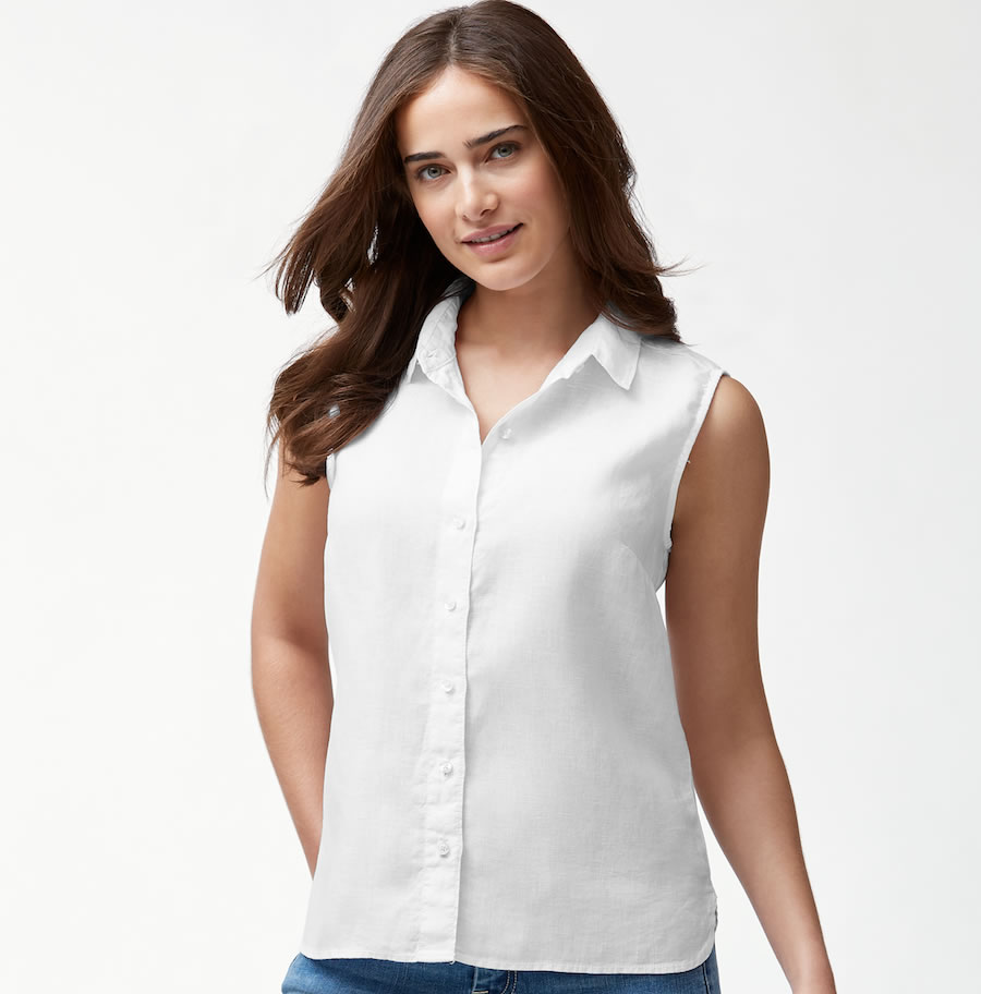 Tommy Bahama Sea Glass Breezer Sleeveless Shirt- White