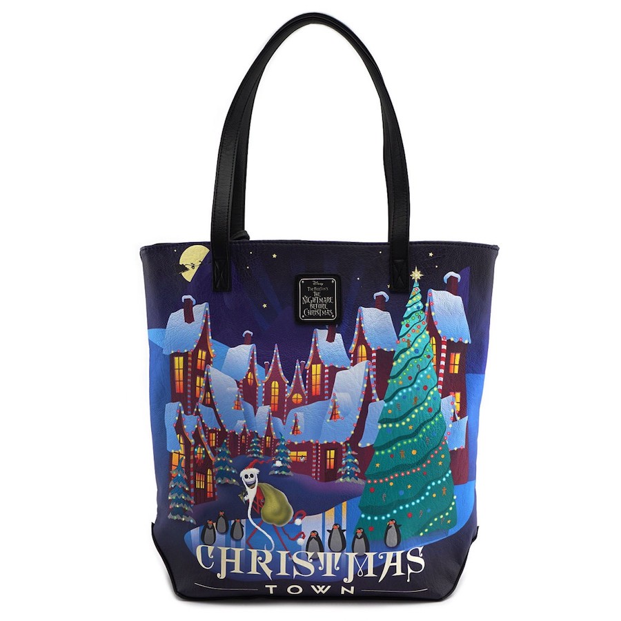 Loungefly The Nightmare Before Christmas Halloween/Christmas Town 2-Sided Tote Bag