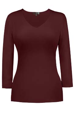 JudyP V Neck 3/4 Sleeve - Cabernet