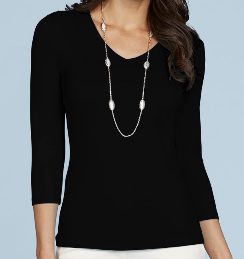 JudyP V Neck 3/4 Sleeve - Black