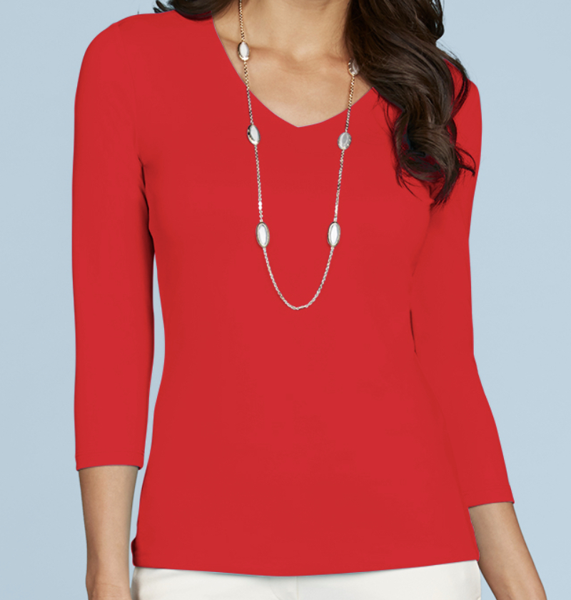 JudyP V Neck 3/4 Sleeve - Red