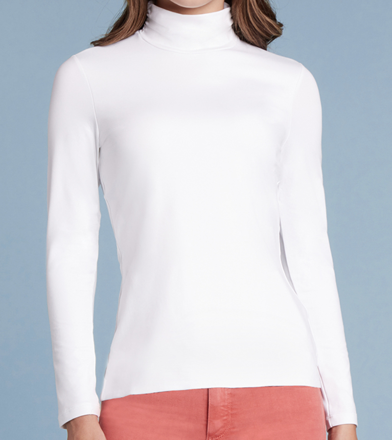 JudyP Long Sleeve Turtleneck - White - Click Image to Close