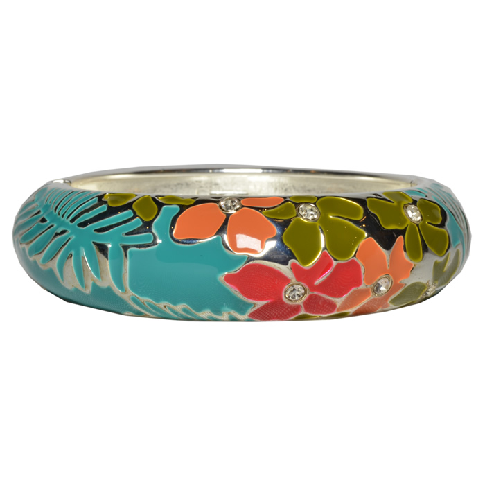 Tommy Bahama Spotted Palm Enamel Bracelet-Blue Curacao