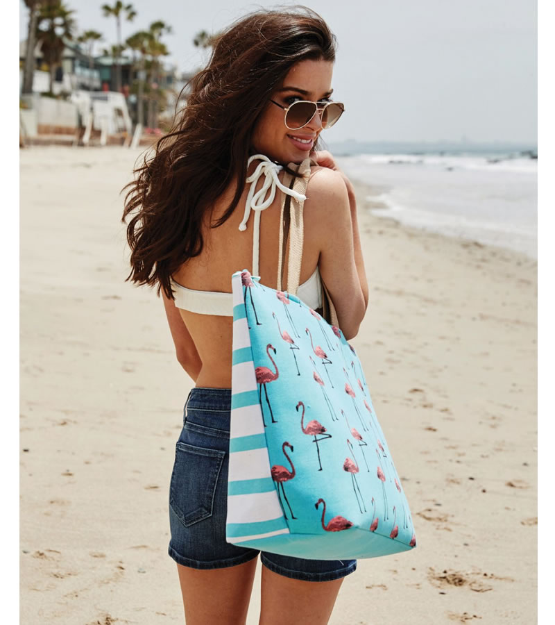 Cappelli Flamingo Double Sided Tote - Turquoise - Click Image to Close