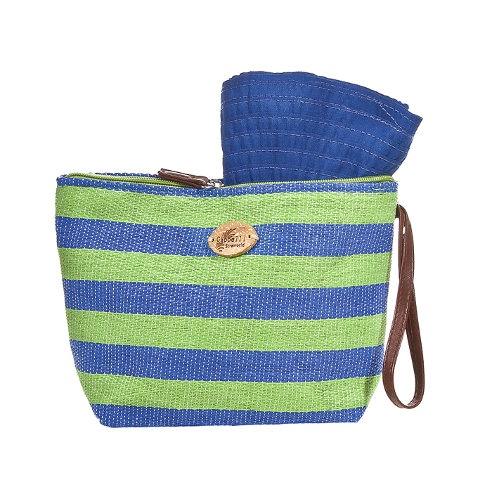 Cappelli Pack a Hat & Toyo Stripe Tote - Green/Blue