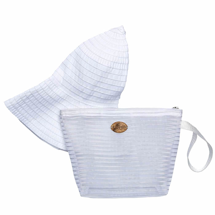 Cappelli Pack a Hat & Mesh Tote - White