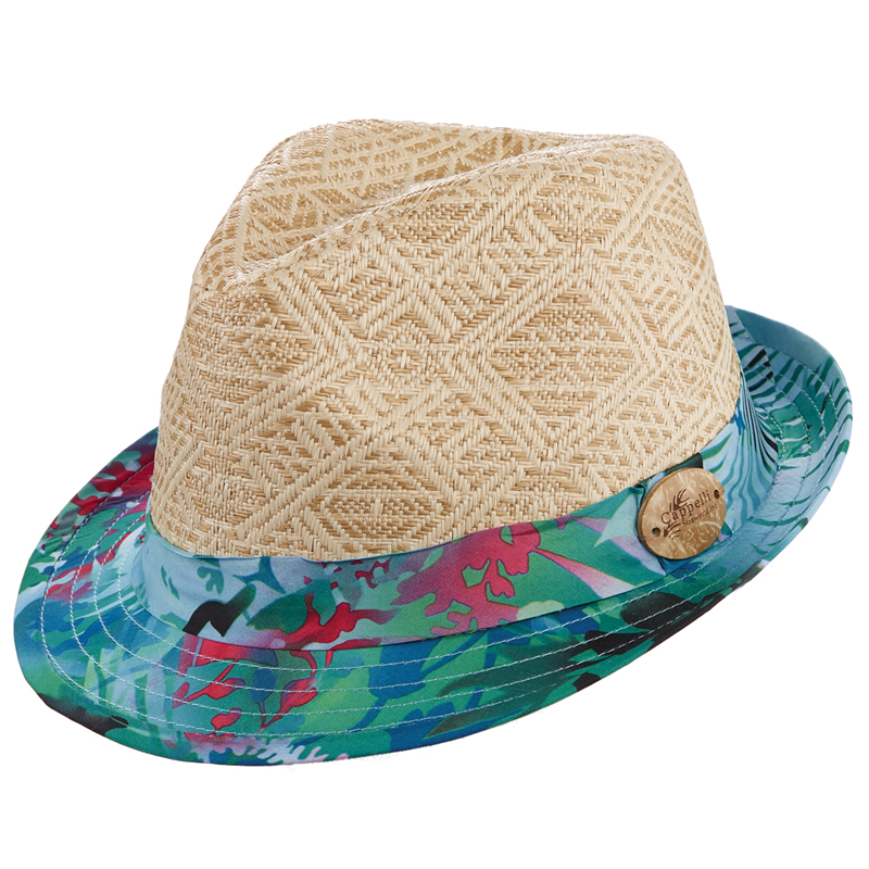 Cappelli Fabric Print Fedora -Turquoise