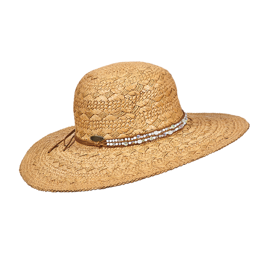 Cappelli Broad Brim with Beaded Trim - White