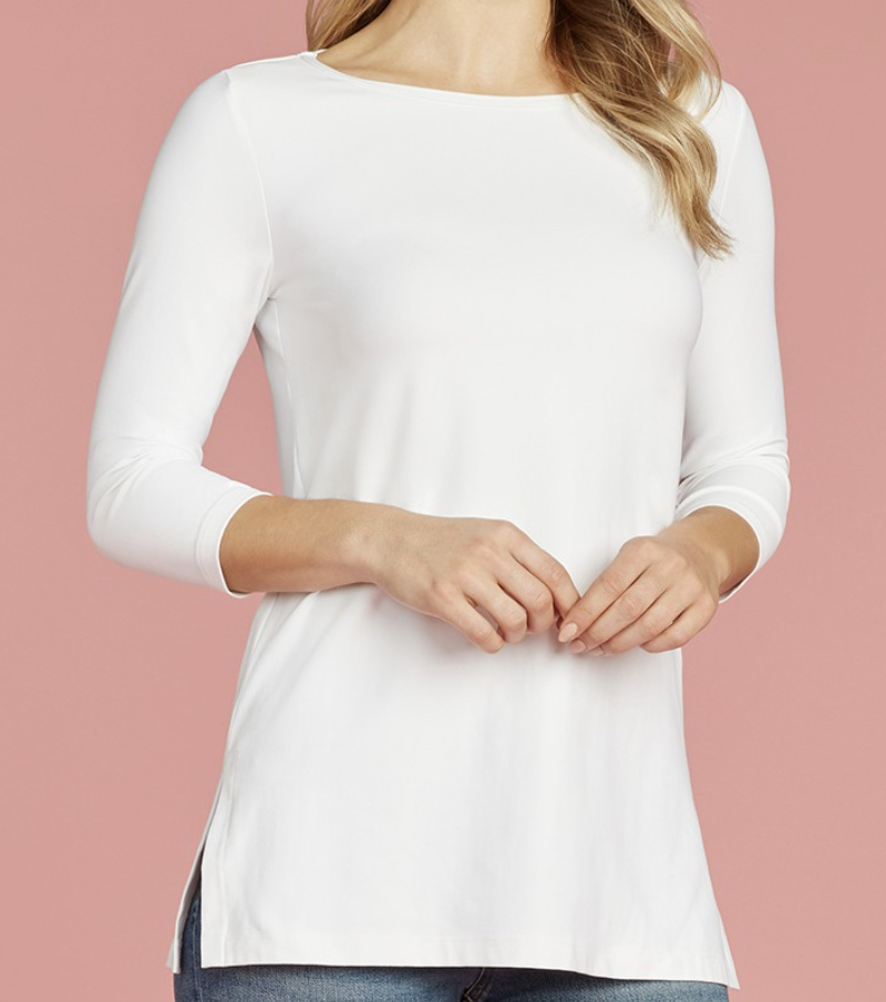 JudyP 3/4 Sleeve Emma Tunic - White