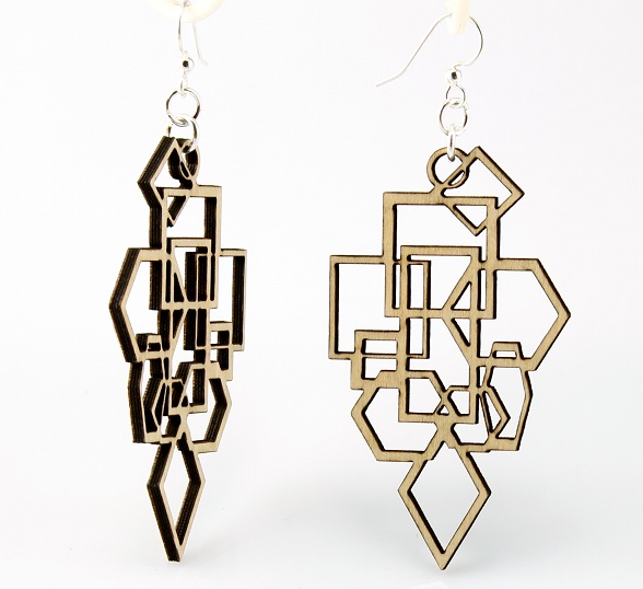 Green Tree Jewelry Diamond and Square Earrings