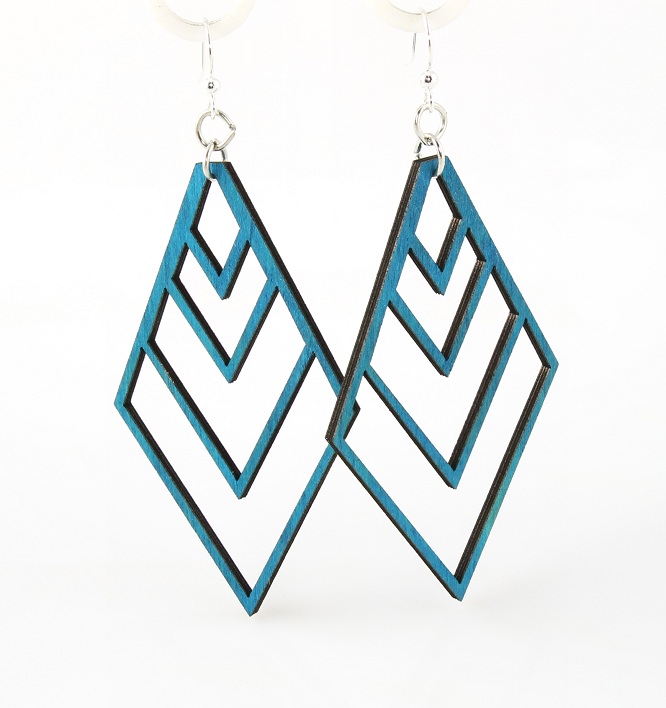 Green Tree Jewelry Upside-down Fountain Pyramid Earrings