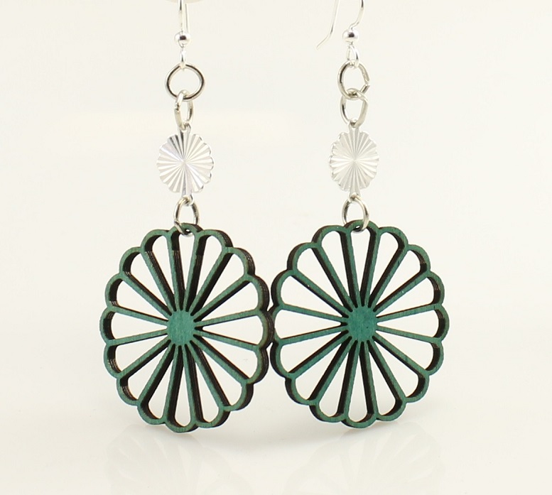 Green Tree Jewelry Pinwheel Earrings - Cherry Red