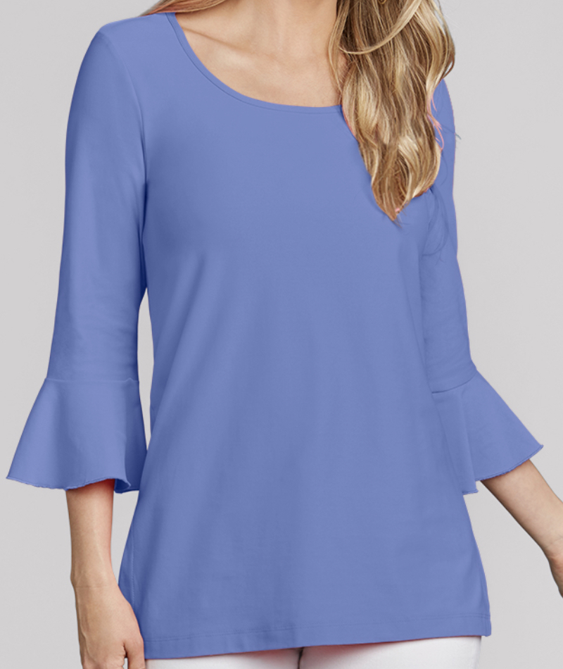 JudyP Isabella Scoop Neck Top - Periwinkle