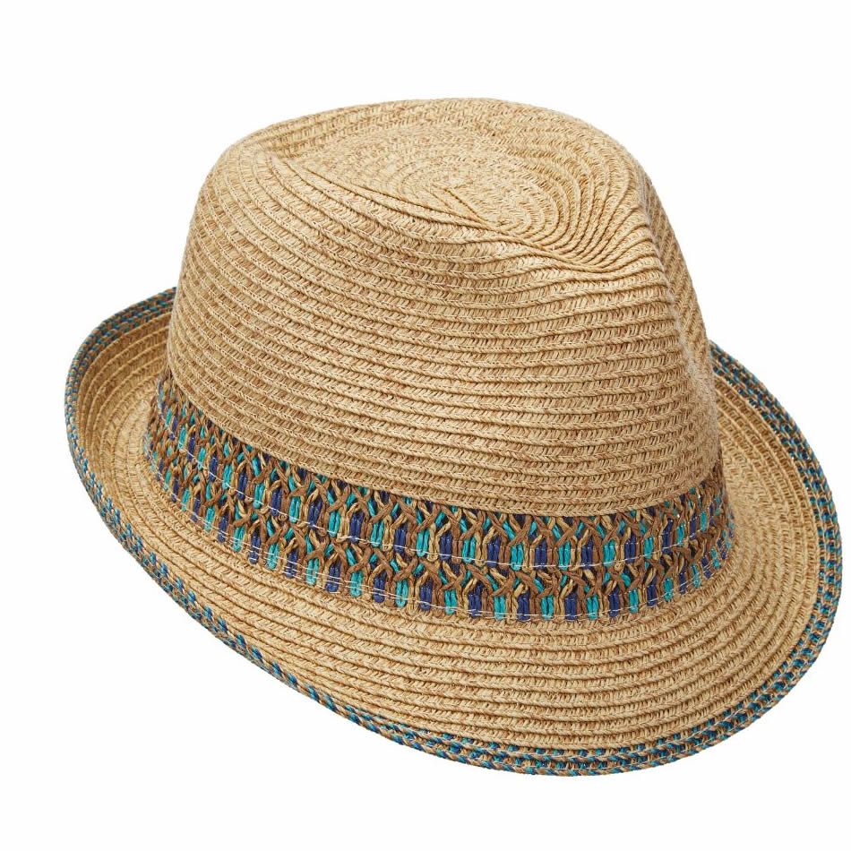 Scala Paper Braid Fedora Hat - Blue