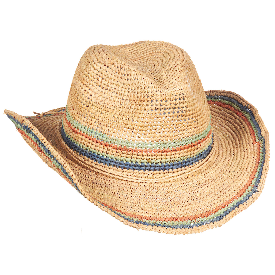 Scala Crocheted Western Raffia Hat - Light