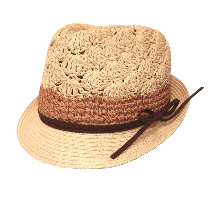 Scala Crochet Toyo Fedora Hat - Natural