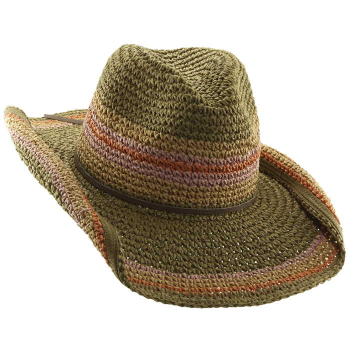Tropical Trends Crochet Toyo Hat - Olive