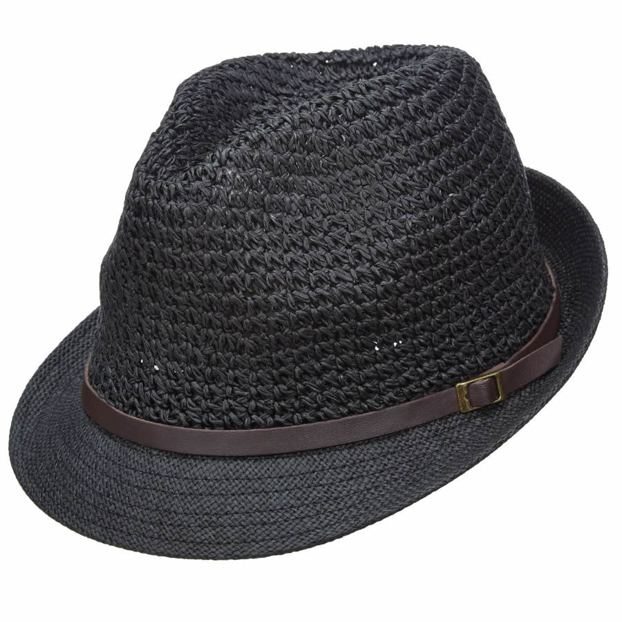 Scala Pronto Fedora with Faux Leather Band - Black