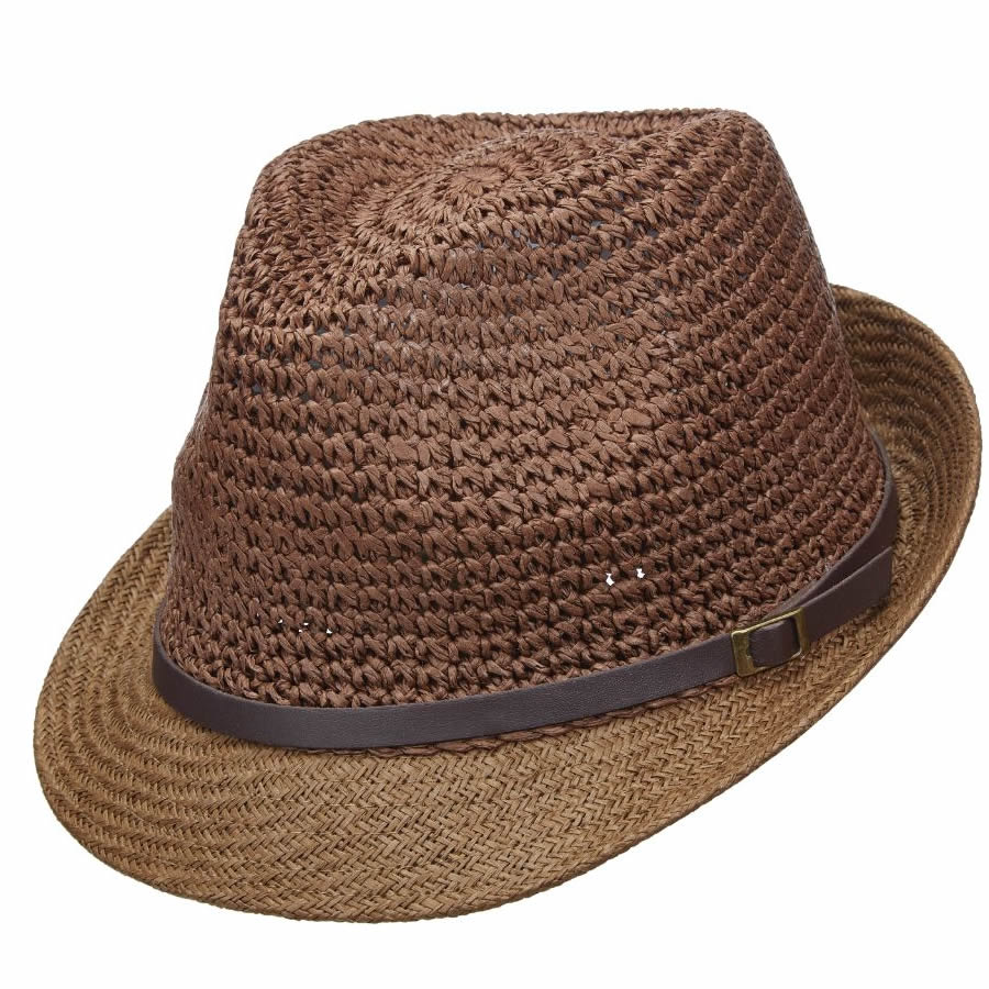 Scala Pronto Fedora with Faux Leather Band- Chocolate