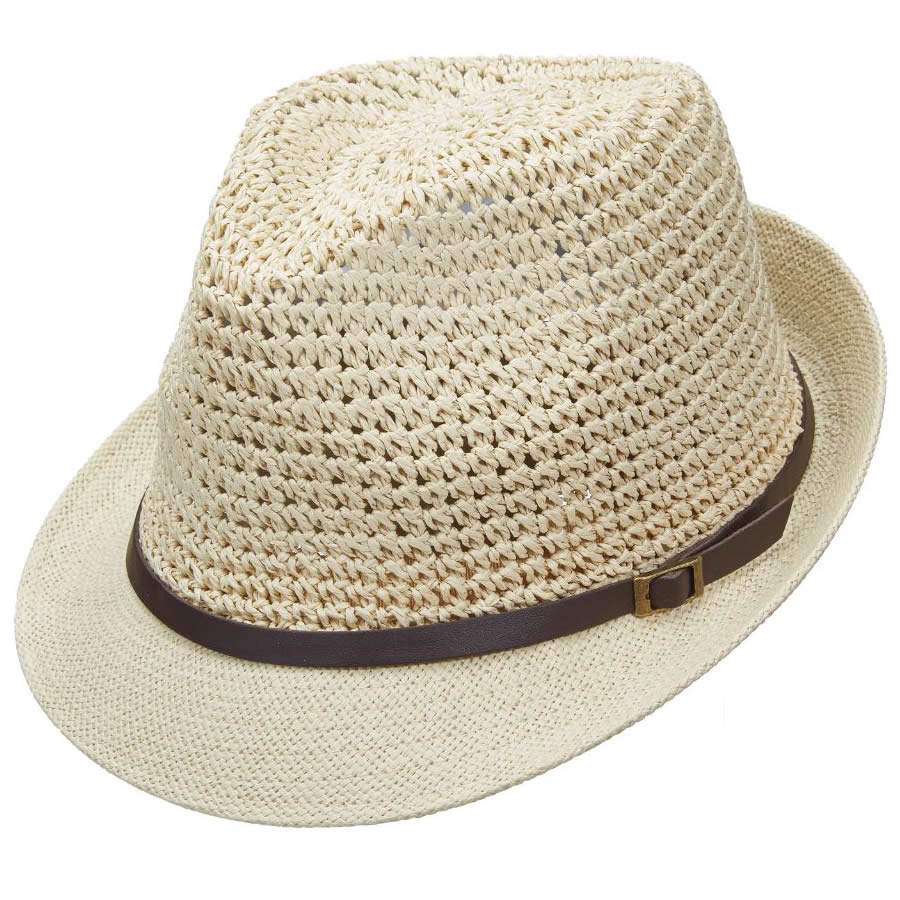 Scala Pronto Fedora with Faux Leather Band- Natural