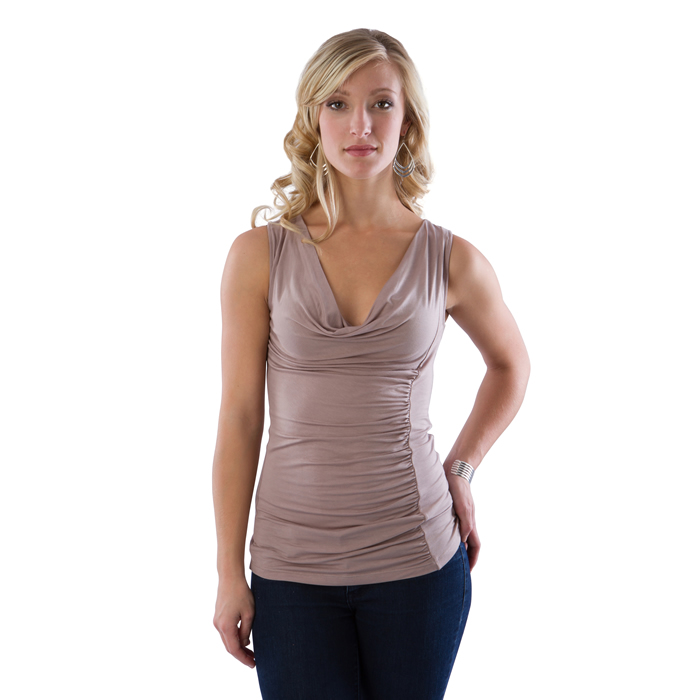 Neesha Fashion Ruched Tank - Taupe