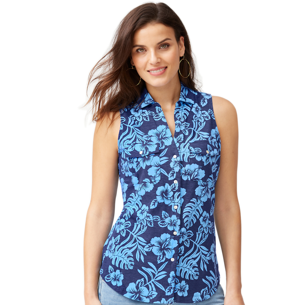 Tommy Bahama Hoani Hibiscus Sleeveless Campshirt