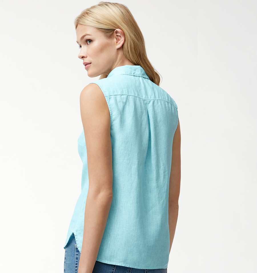 Tommy Bahama Sea Glass Breezer Sleeveless Shirt- Aqua Mist - Click Image to Close
