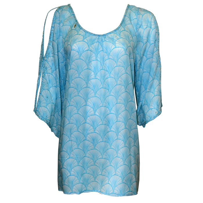 Pineapple Print Beaded Tunic - Fantasy - Click Image to Close